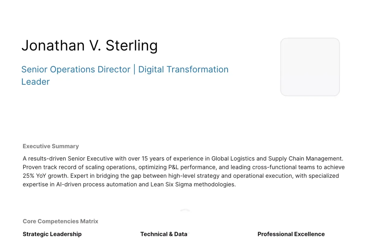 Professional executive resume layout in AFFiNE featuring ATS-compliant typography, clear chronological sections, and optimized whitespace for maximum readability by recruiters.