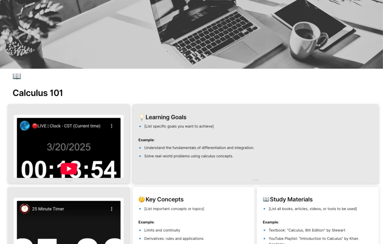 Study Guide Template: Sections, Examples, and Study Plan