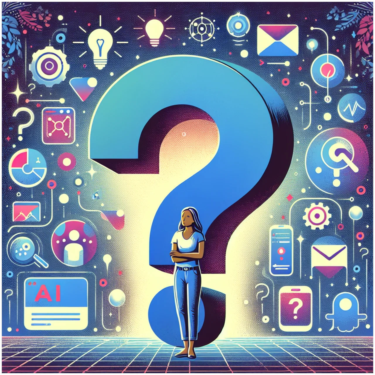 A person using AI to ask a structured question and refine the answer