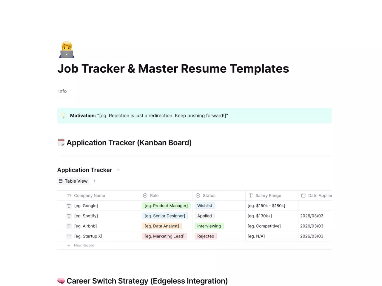 Job Tracker & Master Resume Templates