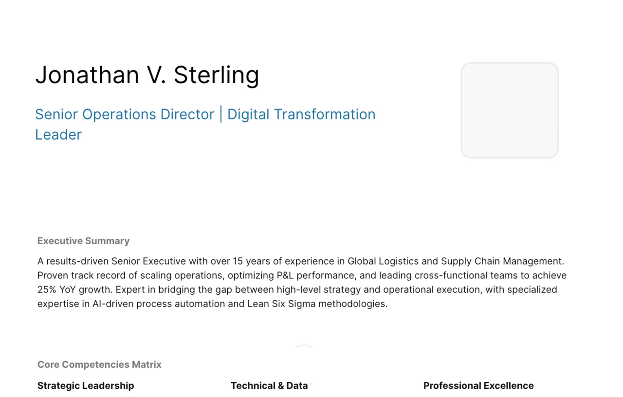 Professional executive resume layout in AFFiNE featuring ATS-compliant typography, clear chronological sections, and optimized whitespace for maximum readability by recruiters.