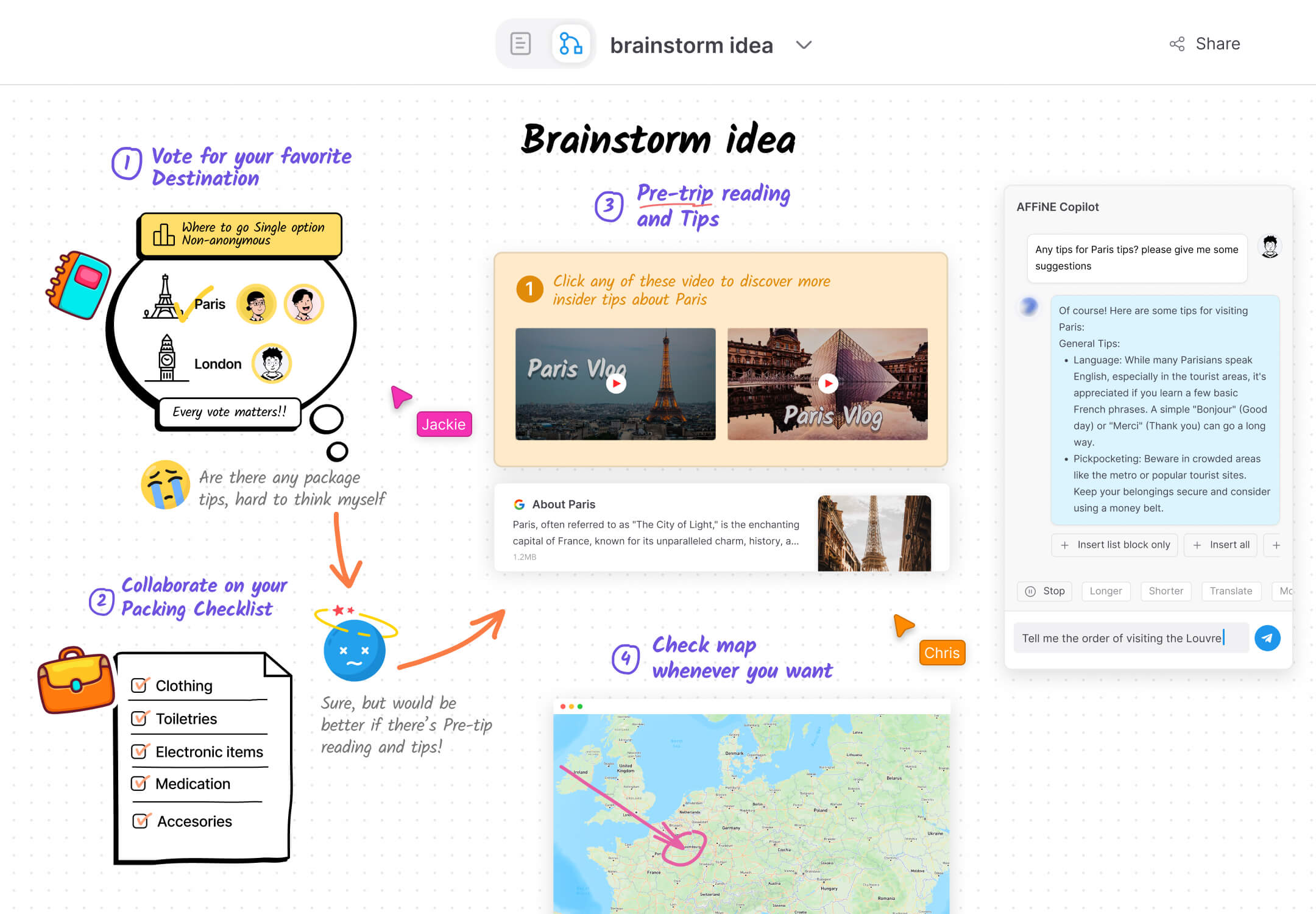 AFFiNE edgeless whiteboard for visual planning and knowledge mapping